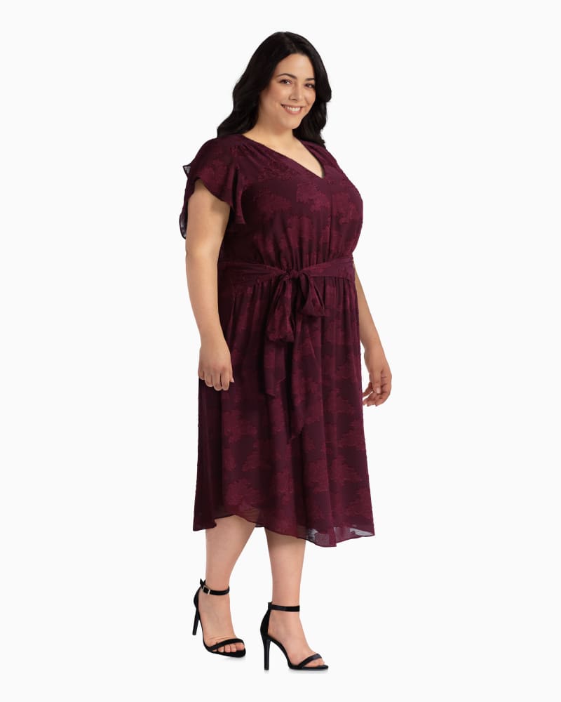 Plus size model with rectangle body shape wearing Esme Midi Dress by RACHEL Rachel Roy | Dia&Co | dia_product_style_image_id:111133